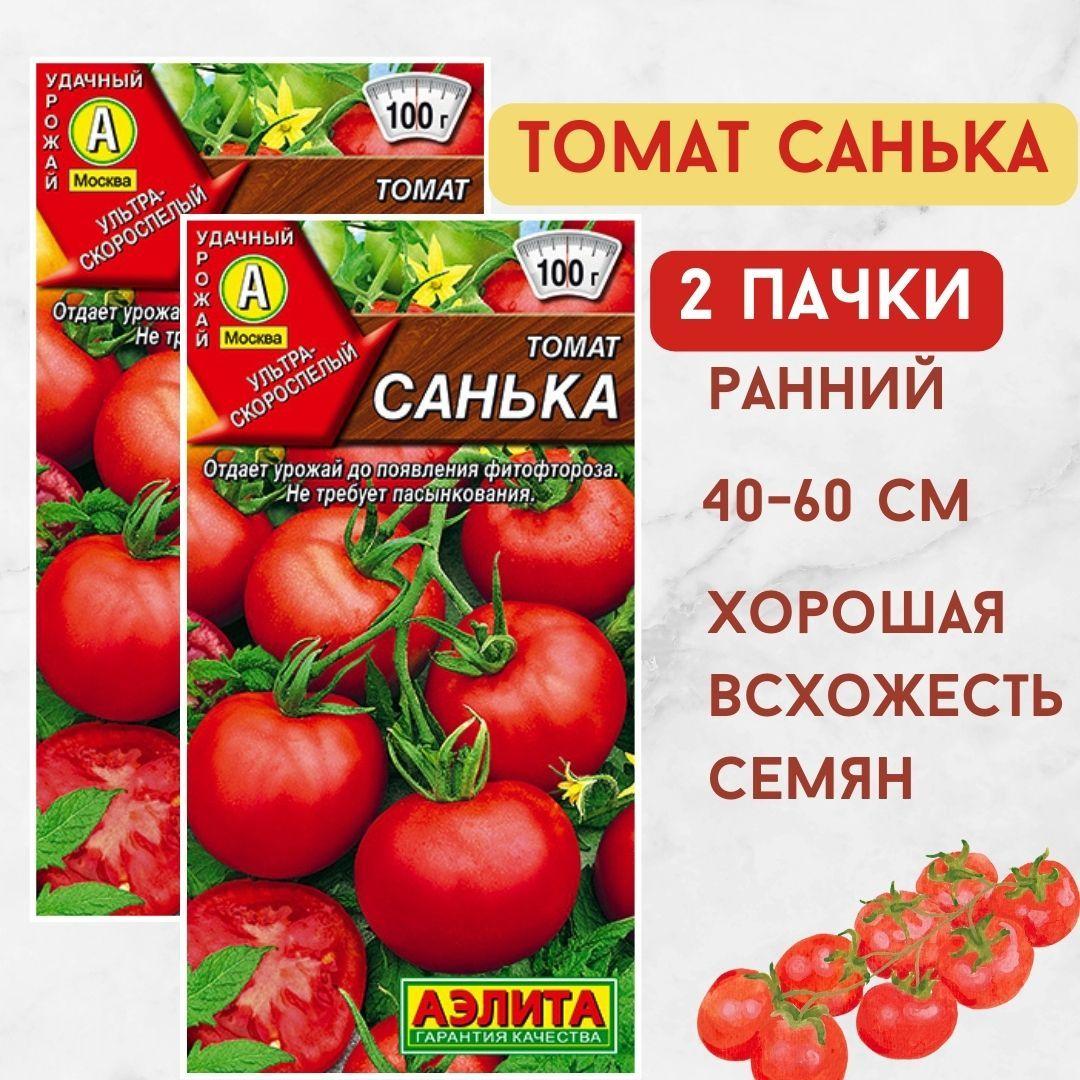 Семена, Томат Санька ранний низкорослый, 2 упаковки по 20шт семян, семена томатов Аэлита