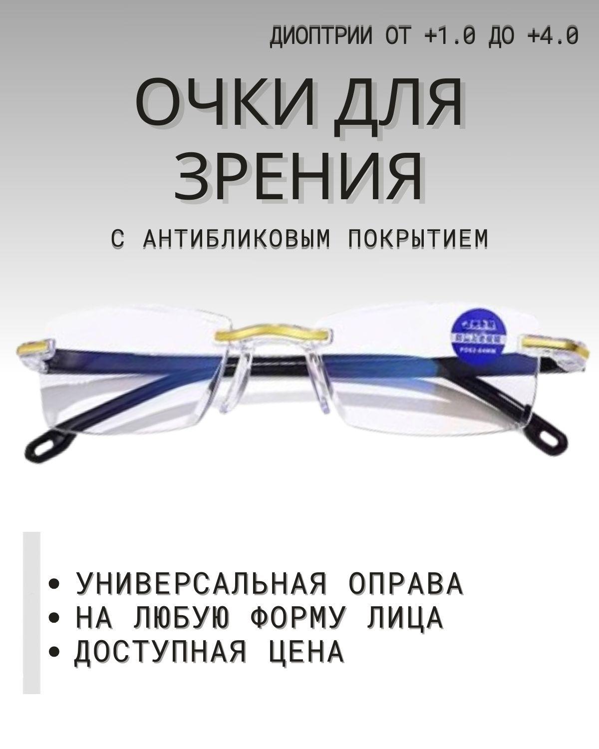 Готовые очки для зрения +1.5 с диоптриями корригирующие для чтения и дальнозоркости, компьютерные очки с антибликовым покрытием женские/мужские, черные