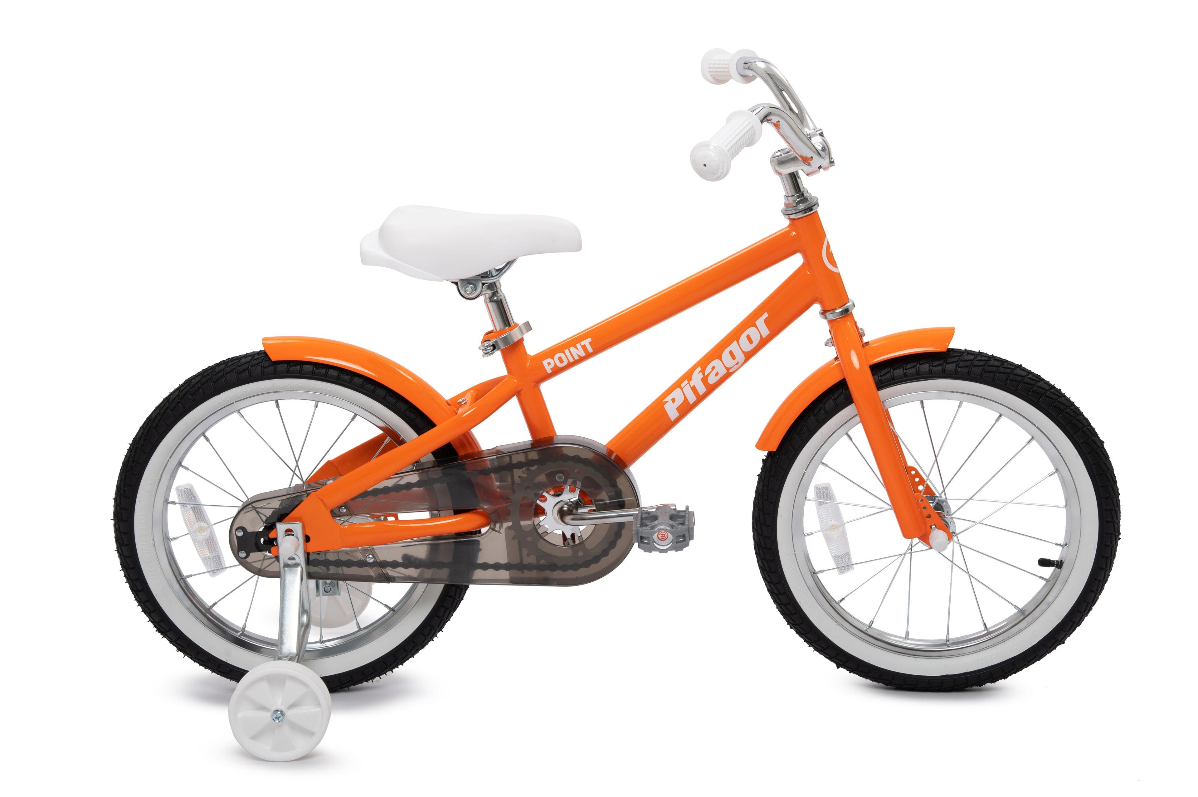 Велосипед Pifagor Point 16", стальная рама, цв.Оранжевый/Белый