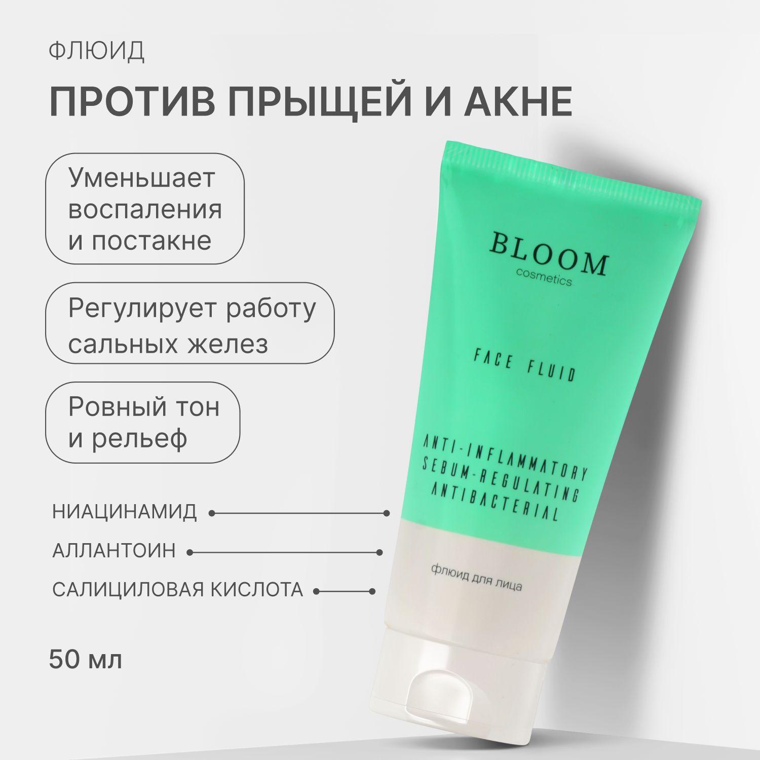 Крем от прыщей на лице анти-акне с ниацинамидом и салициловой кислотой 50 мл BLOOM Cosmetics