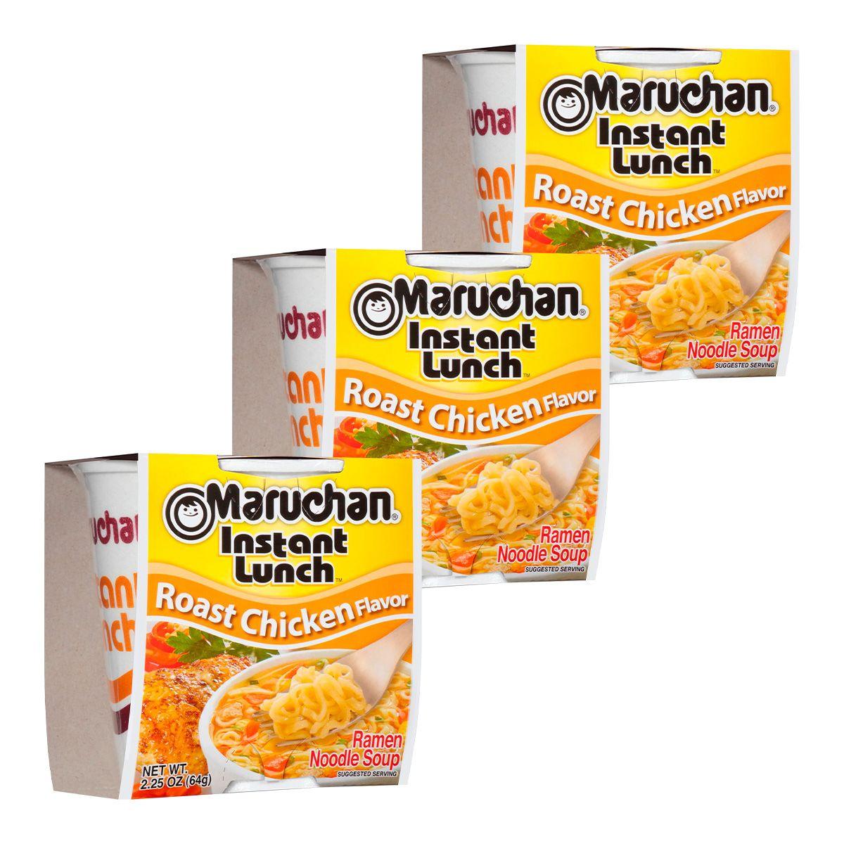 Лапша быстрого приготовления Instant lanch со вкусом жаренной курицы Maruchan, стакан 64 г х 3 шт