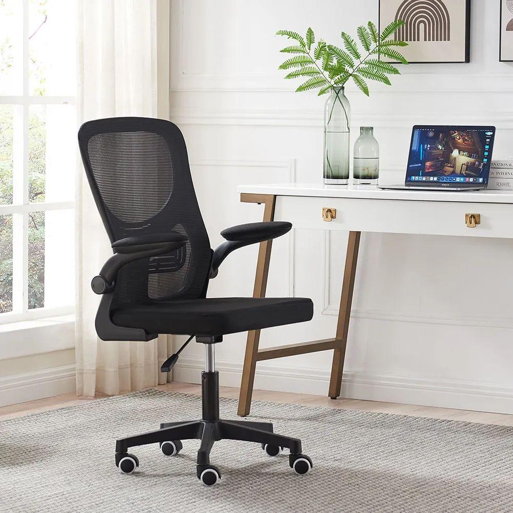 WISOICE | WISOICE Офисное кресло для офиса, для работы, за компьютером / чёрный / на колесиках / WISOICE / сетчтая спинка, пластик, чёрный, сетка, регулируемые подлокотники