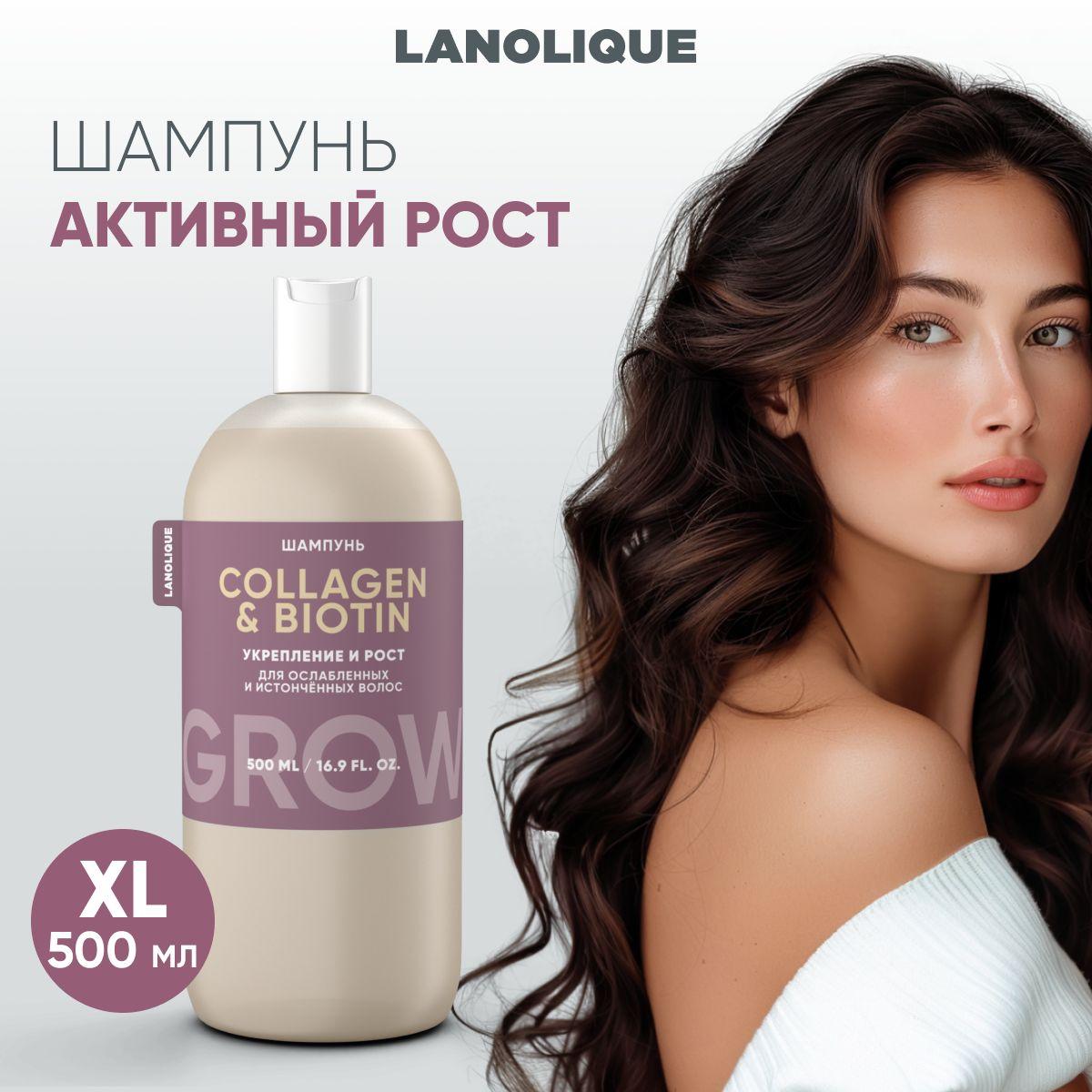 Lanolique / Шампунь для волос женский для роста от выпадения GROW, 500 мл