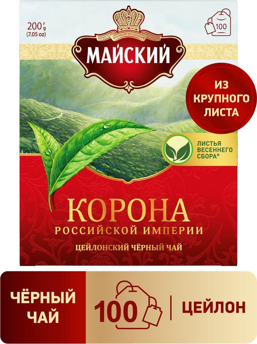Чай в пакетиках чёрный Майский Корона Российской Империи, 100 шт