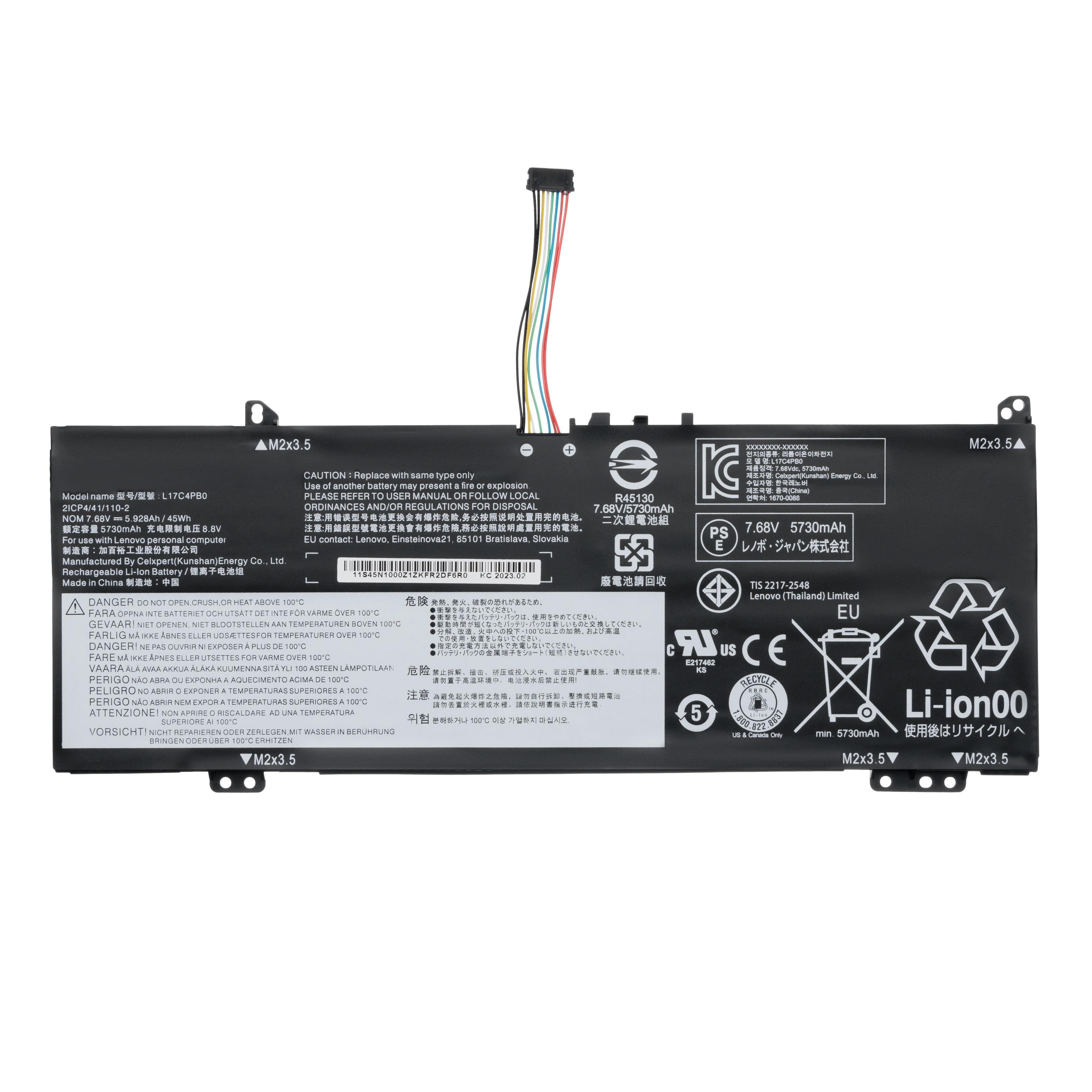 Аккумулятор для Lenovo L17C4PB0 / 5B10Q16066 / Yoga 530-14IKB / 530-14ARR / 5B10Q16067 / L17M4PB0 (45Wh, 7.68V)