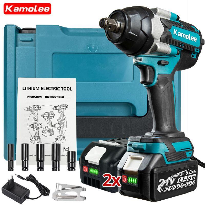 Kamolee Tool DTW700 1800N.m Бесщеточный Электрический Ударный Гайковерт С Высоким Крутящим Моментом 1/2 Дюйма - 2 Аккумулятора 6,0 Ач И Ящик Для Инструментов