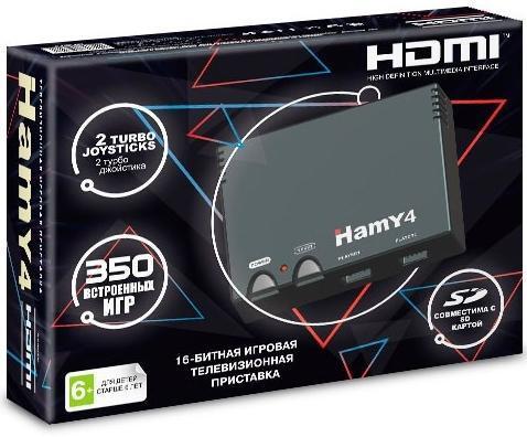 Игровая приставка 8 bit + 16 bit Hamy 4 HDMI 350 в 1 + 350 встроенных игр + 2 геймпада Черная