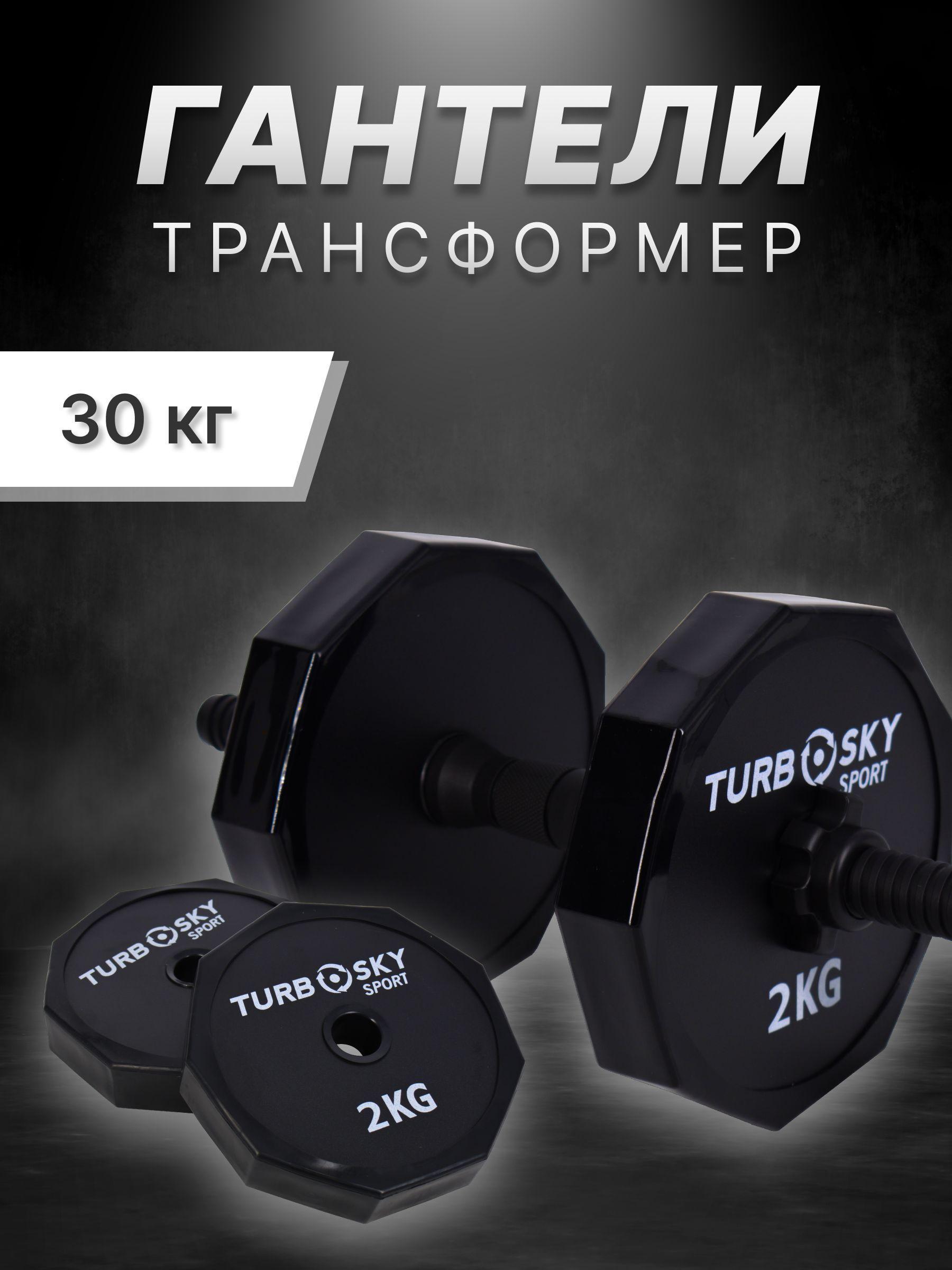 TurboSky | TurboSky Гантели Набор гантелей_30 кг чёрные, 2 шт. по 10 кг, черный матовый цвет