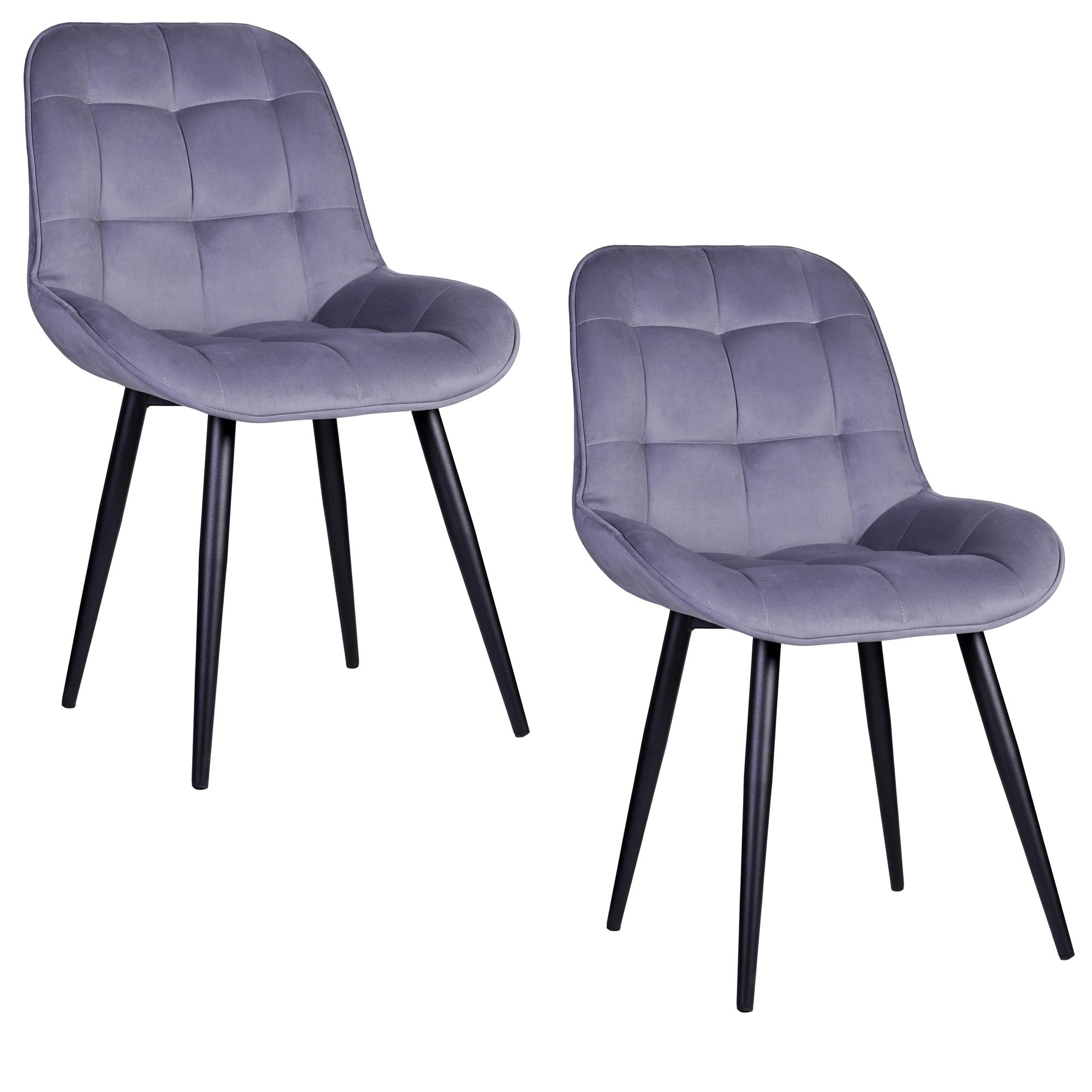 М1 Комплект стульев для кухни Фокси с поддерживающей спинкой, велюр, темно серый, 2 шт.