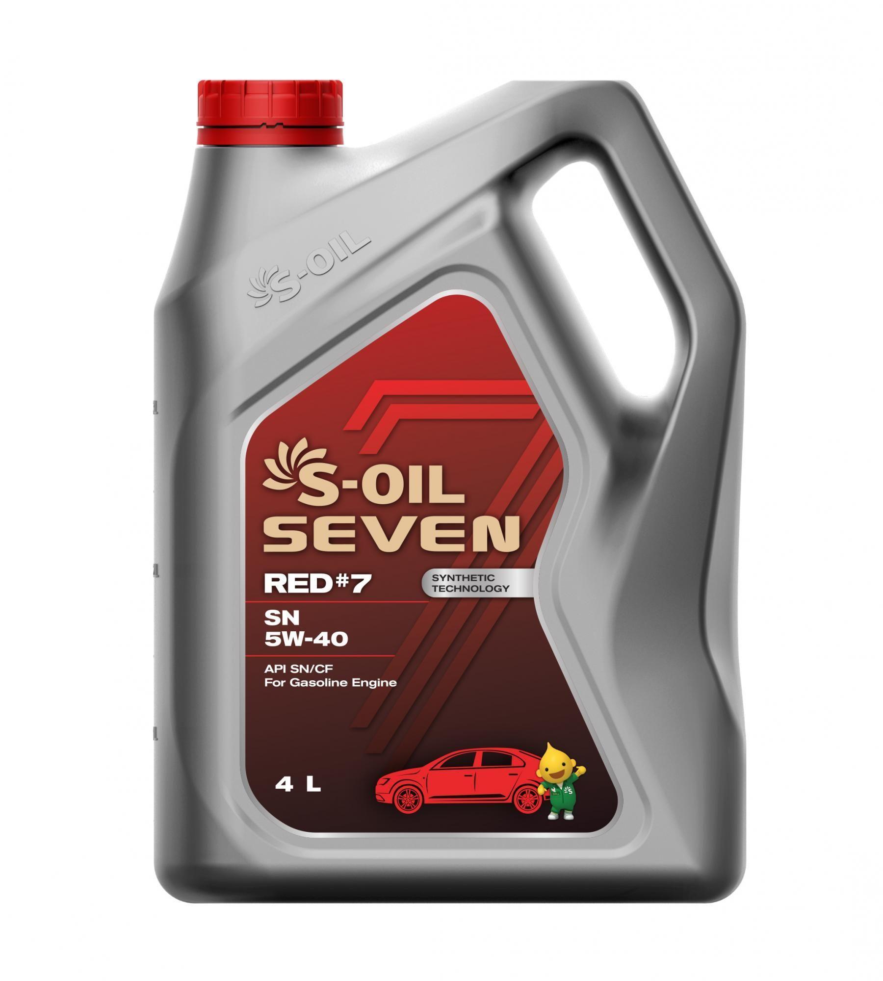 S-OIL SEVEN RED #7 SN 5W-40 Масло моторное, Синтетическое, 4 л