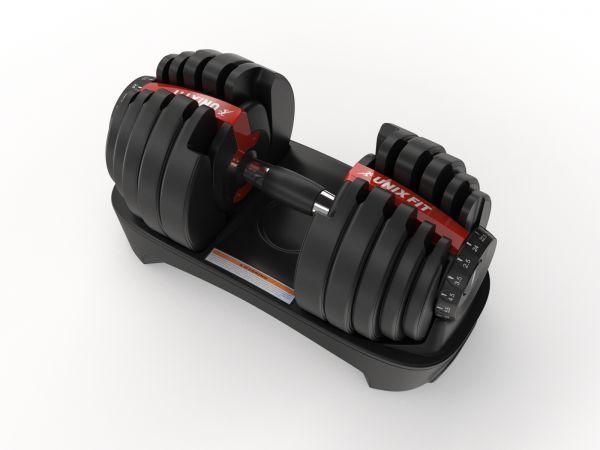 Гантель со ступенчатой регулировкой UNIXFIT DBREGU24 24 kg 15 уровней регулировки веса, рукоятка обрезиненная, разборная модель