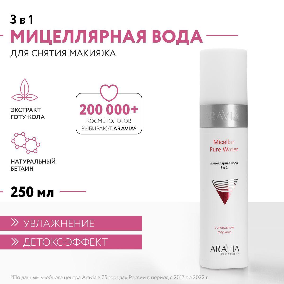 ARAVIA Professional Мицеллярная вода 3 в 1 Micellar Pure Water с экстрактом готу кола, 250 мл