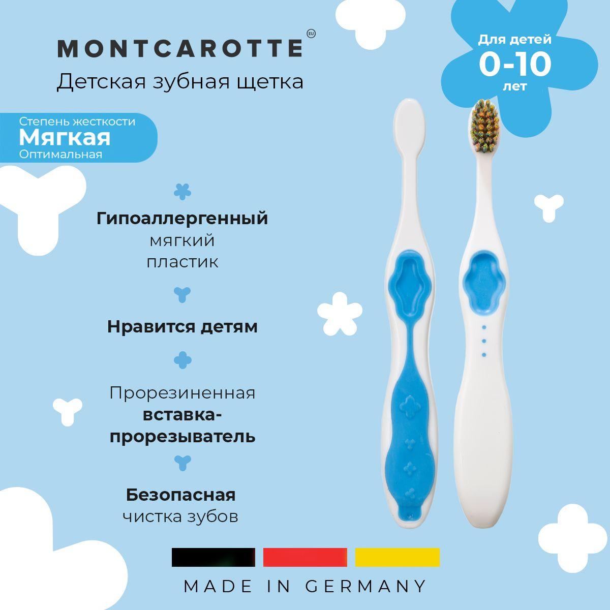 Детская зубная щетка MontCarotte junior Голубая soft мягкая для детей от 0+ Монткаротт