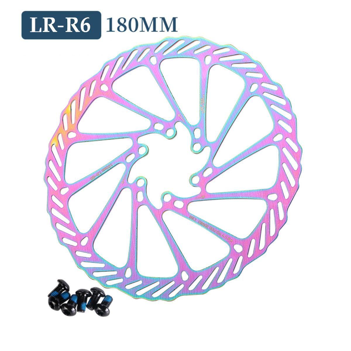 Ротор для велосипеда 180 мм, цветной, тормозной диск для велосипеда, Lebycle LR-R6, 44 мм, 6 отв.
