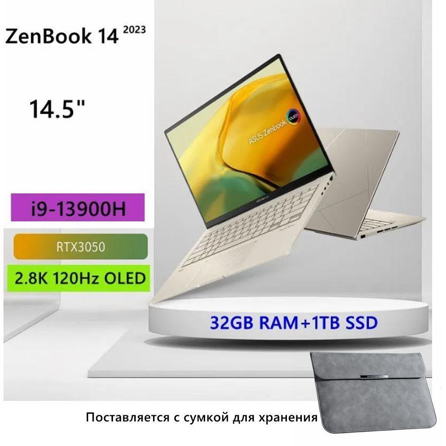 ROG | ROG ASUS ZenBook 14 32G/1T i9-13900H RTX3050,gold Игровой ноутбук 14.5", RAM 32 ГБ, SSD 1000 ГБ, NVIDIA GeForce RTX 3050 для ноутбуков (4 Гб), Windows Home, (UX3404V), золотой, Английская раскладка