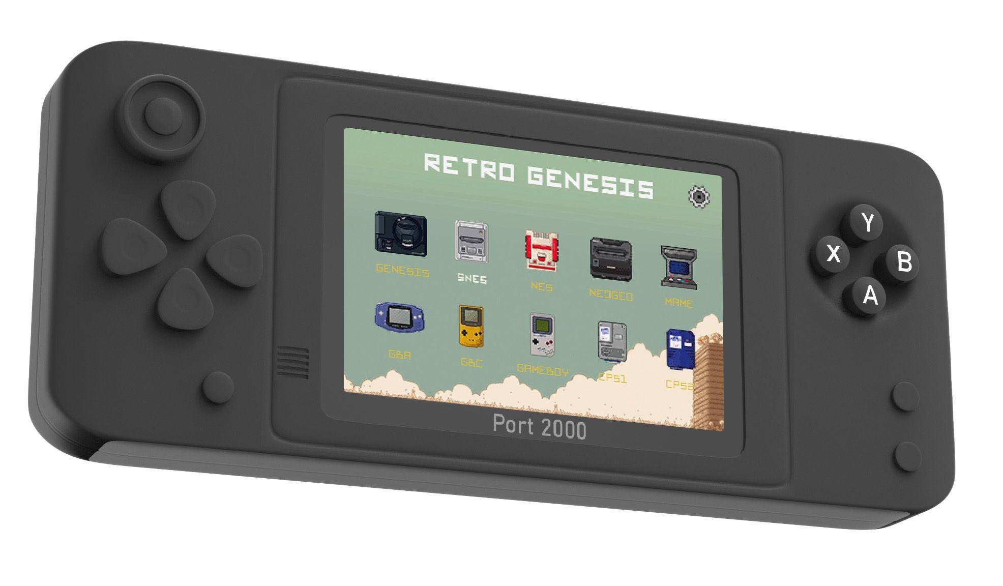 Портативная игровая приставка Retro Genesis Port 2000 (черная, 10 эмуляторов, 3000+игр, 3.5 экран, сохранения)