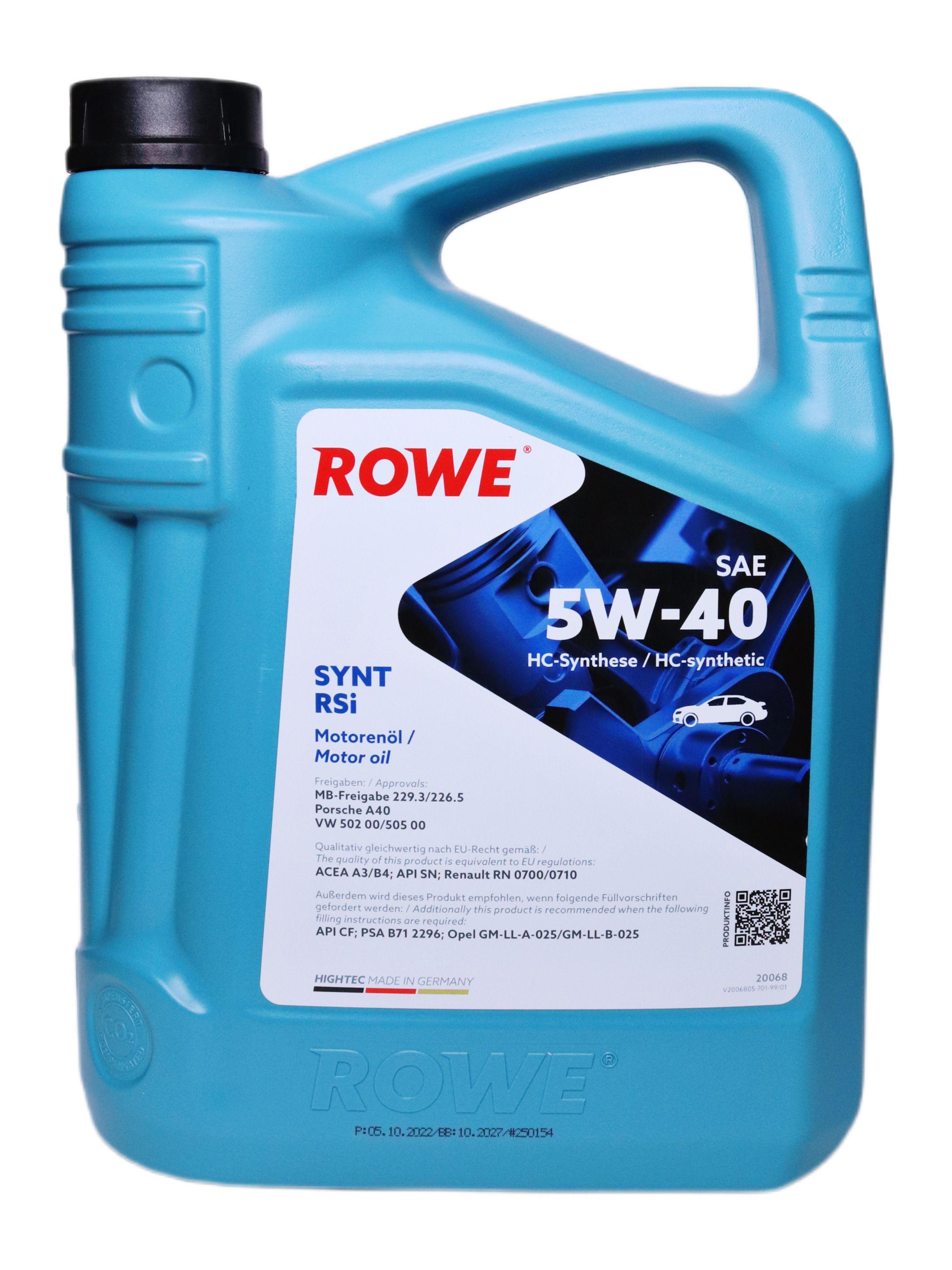 ROWE hightec synt rsi sae 5w-40 5W-40 Масло моторное, НС-синтетическое, 5 л