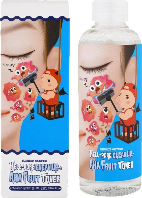 ELIZAVECCA Тоник-пилинг на основе фруктовых кислот Корея Hell Pore Clean Up Aha Fruit Toner, 200 мл