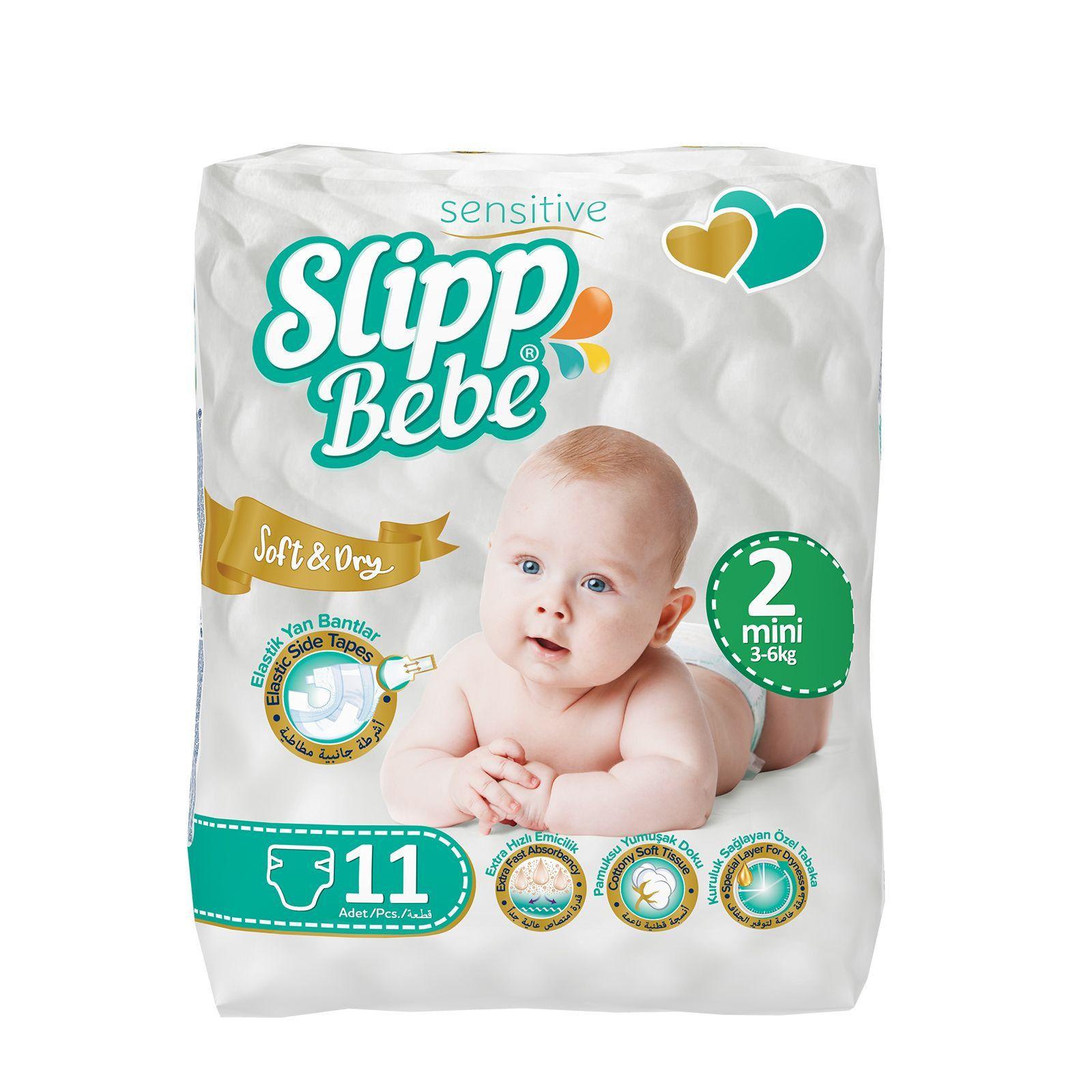 Подгузники для детей SLIPP BEBE №2 (3-6 кг.) Мини упаковка 11 шт.