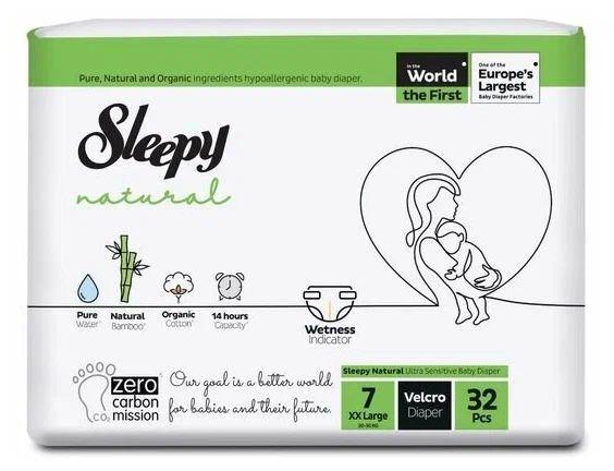 Подгузники детские Sleepy Natural размер № 7 (20-30кг) 32 шт.