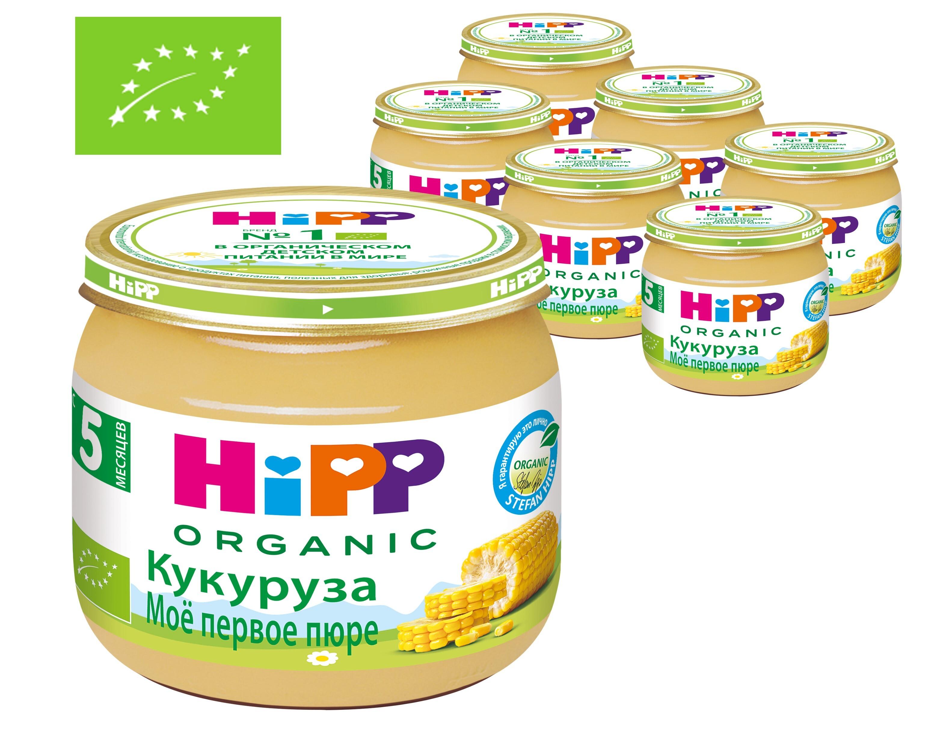 Hipp | Пюре овощное Hipp с 5 месяцев, кукуруза, моё первое пюре, 80 г x 6