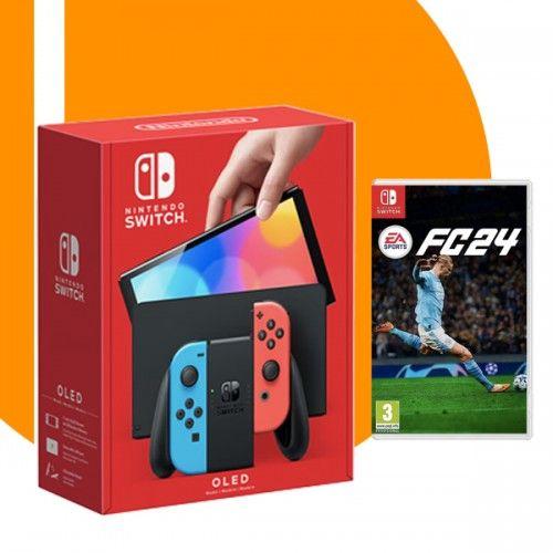 Игровая приставка Nintendo Switch OLED 64 ГБ neon + FC 24 (Switch)