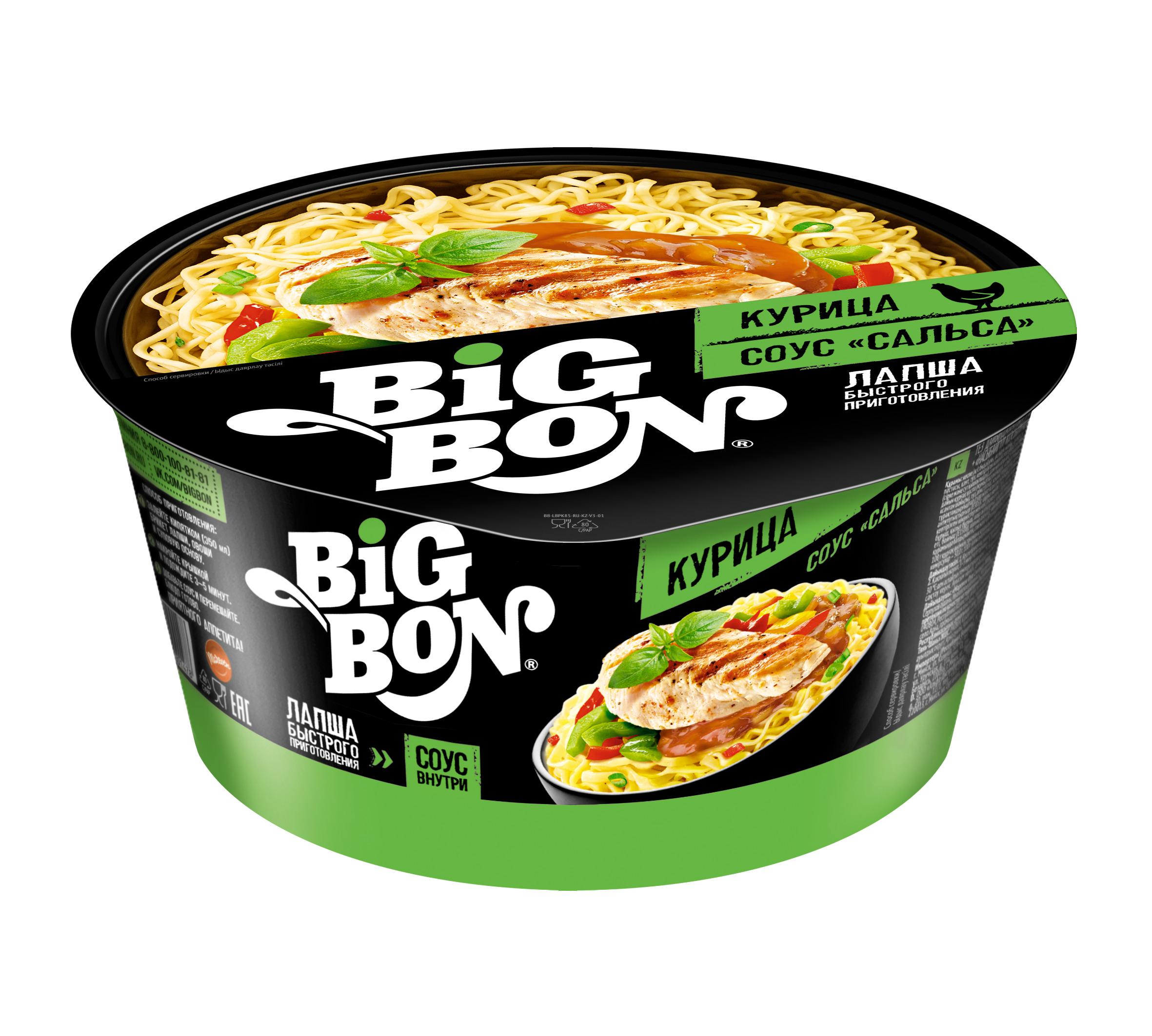 BIGBON | Лапша быстрого приготовления Bigbon Курица в соусе Сальса,  85 г