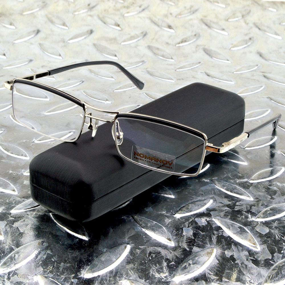 прямоугольные очки для чтения с двойной перемычкой в оправе из сплава с футляром для мужчин и женщин