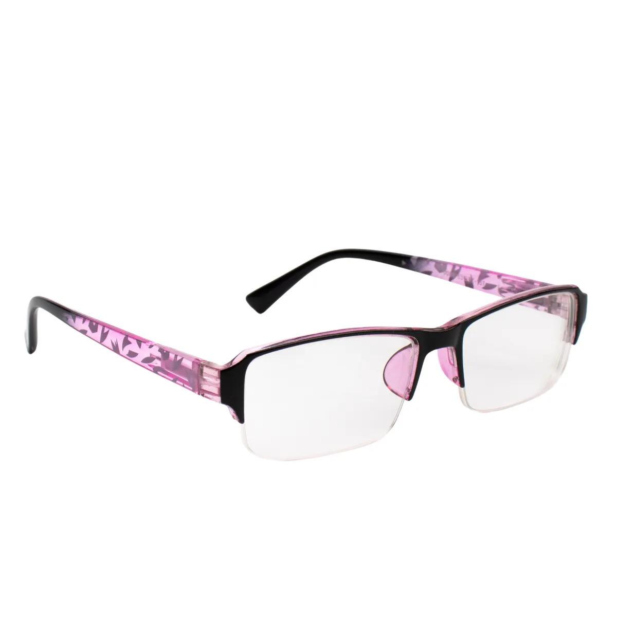 Готовые очки для зрения с диоптриями +3.25 корригирующие очки женские / полуоправные очки / розовые / очки на флексах
