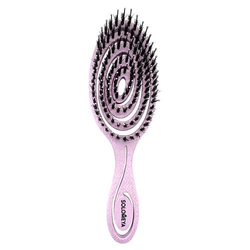 SOLOMEYA | Detangling bio hair brush with natural boar bristle Lilac Подвижная био-расческа для волос c натуральной щетиной сиреневая