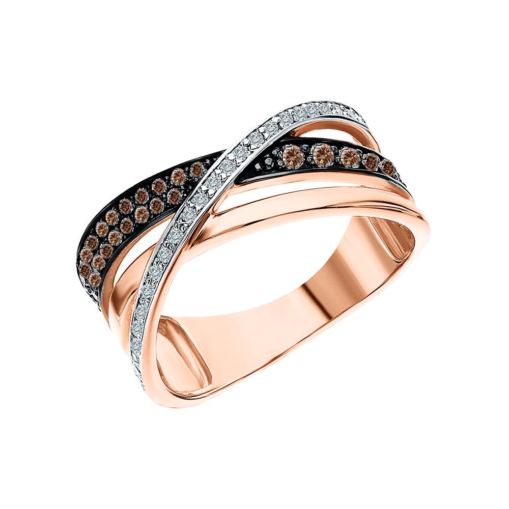 Золотое кольцо с коньячными бриллиантами и бриллиантами