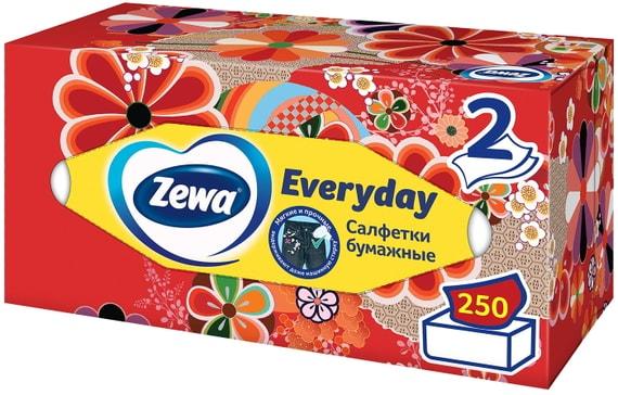 Салфетки бумажные Zewa Everyday косметические 2 слоя 250шт