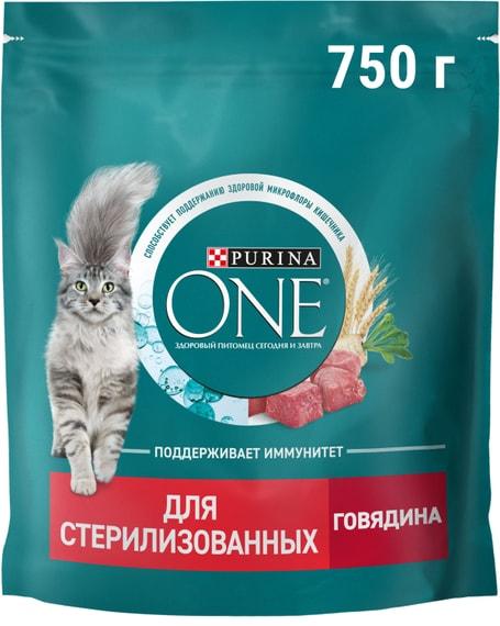 Сухой корм для кошек Purina ONE для стерилизованных с говядиной 750г