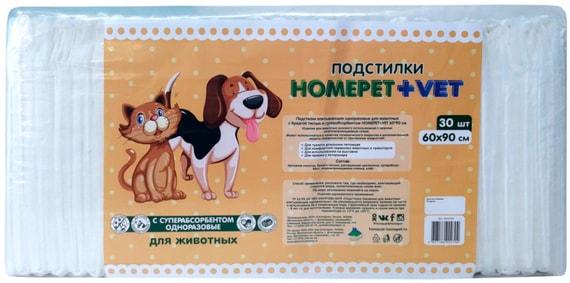 Homepet | Пеленки для животных Homecat Vet впитывающие гелевые 60*90см 30шт