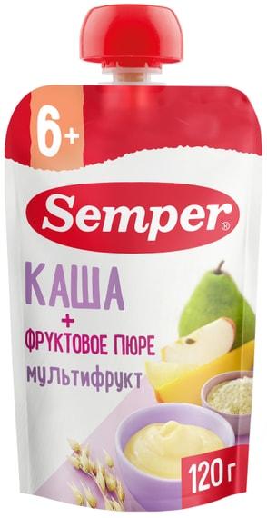 Semper | Пюре Semper Мультифрукт с кашей с 6 месяцев 120г