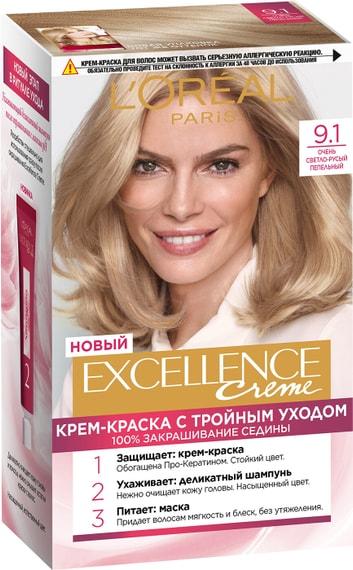 Крем-краска для волос Loreal Paris Excellence creme 9.1 Очень светло-русый пепельный