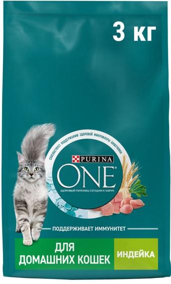 Сухой корм для кошек Purina ONE для живущих в домашних условиях с индейкой 3кг