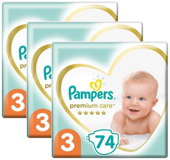 Подгузники Pampers Premium Care 3 размер / 6-10кг ультрамягкие 74шт