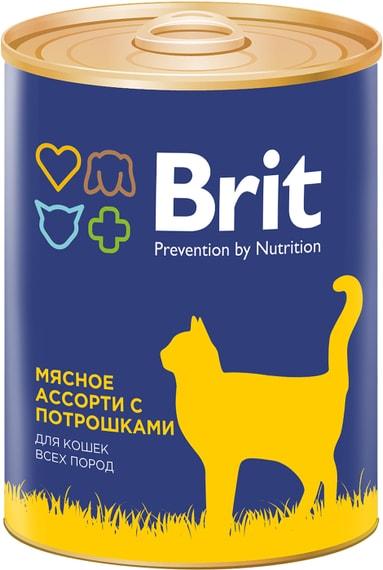 Влажный корм для кошек Brit Мясное ассорти с потрошками 340г