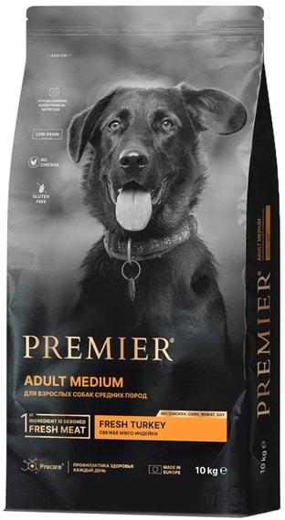 Premier | Сухой корм для собак Premier Dog Turkey Adult Medium Свежее мясо индейки 10кг