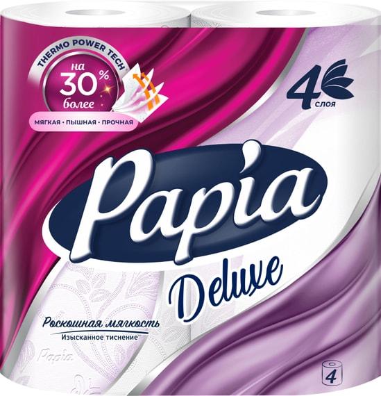 Туалетная бумага Papia Deluxe 4 рулона 4 слоя