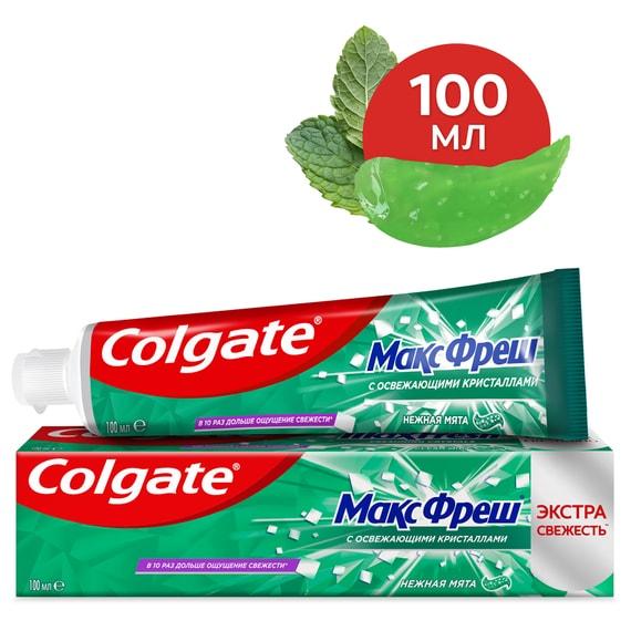 Colgate | Зубная паста Colgate Макс Фреш Нежная мята с освежающими кристаллами для свежего дыхания и защиты от кариеса 100мл