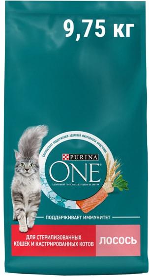 Сухой корм для кошек Purina ONE для стерилизованных с лососем 9.75кг