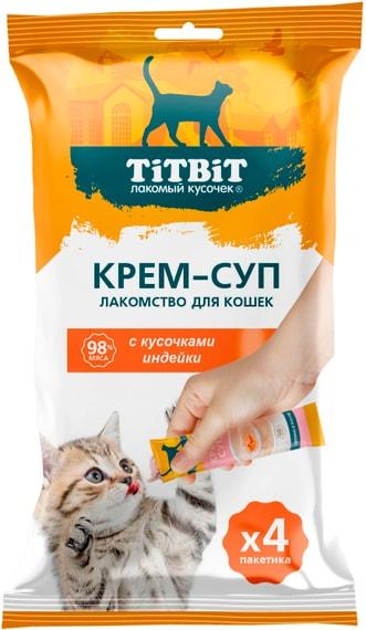 Крем-суп для кошек TiTBiT с кусочками индейки 10г*4шт