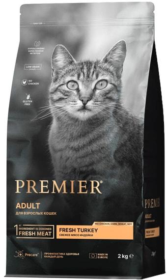 Premier | Сухой корм для кошек Premier Cat Turkey Adult Свежая индейка 2кг