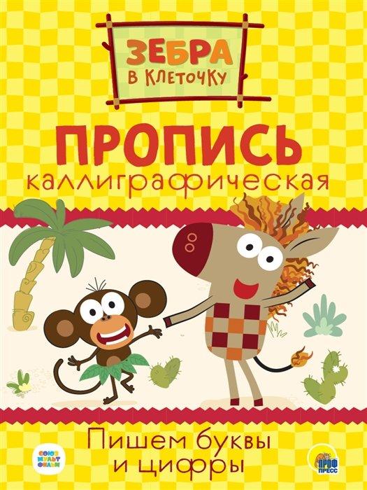 ЗЕБРА В КЛЕТОЧКУ. Каллиграфические прописи. ПИШЕМ БУКВЫ И ЦИФРЫ