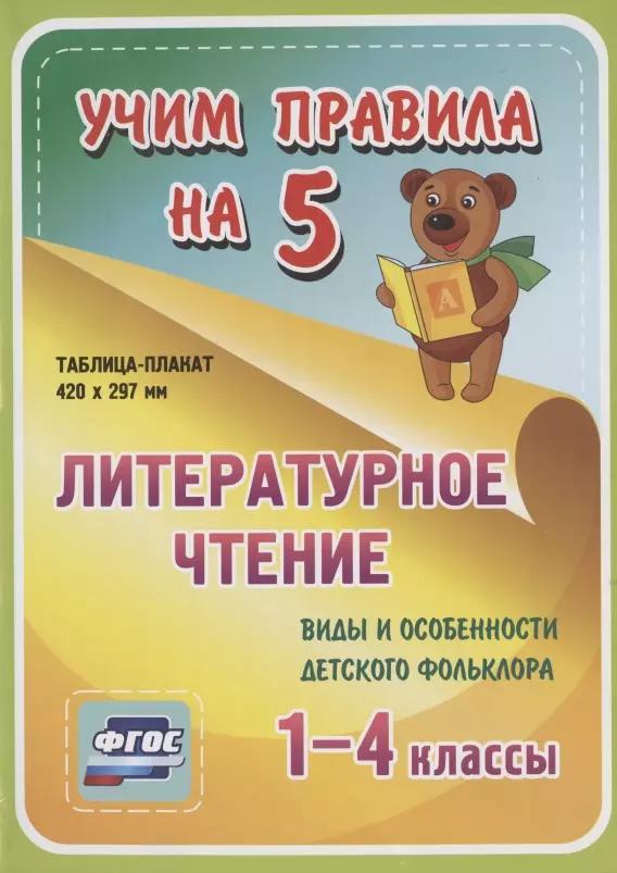 Литературное чтение. Виды и особенности детского фольклора. 1-4 классы. Таблица-плакат