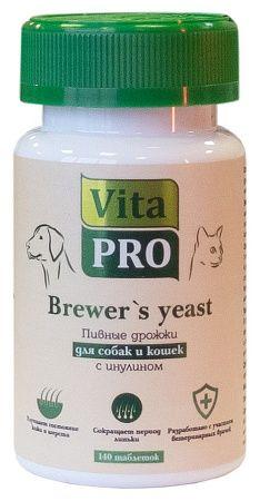 Vita Pro Brewer's yeast 140 таблеток для собак и кошек с инулином