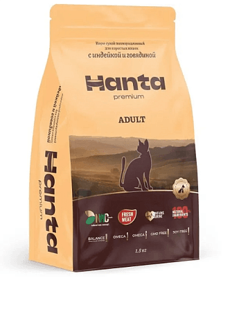 Hanta | Hanta Premium сухой корм для взрослых кошек индейка, говядина