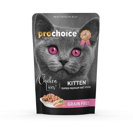 PROCHOICE | PROCHOICE пауч для котят с курицей и печенью кусочки в желе